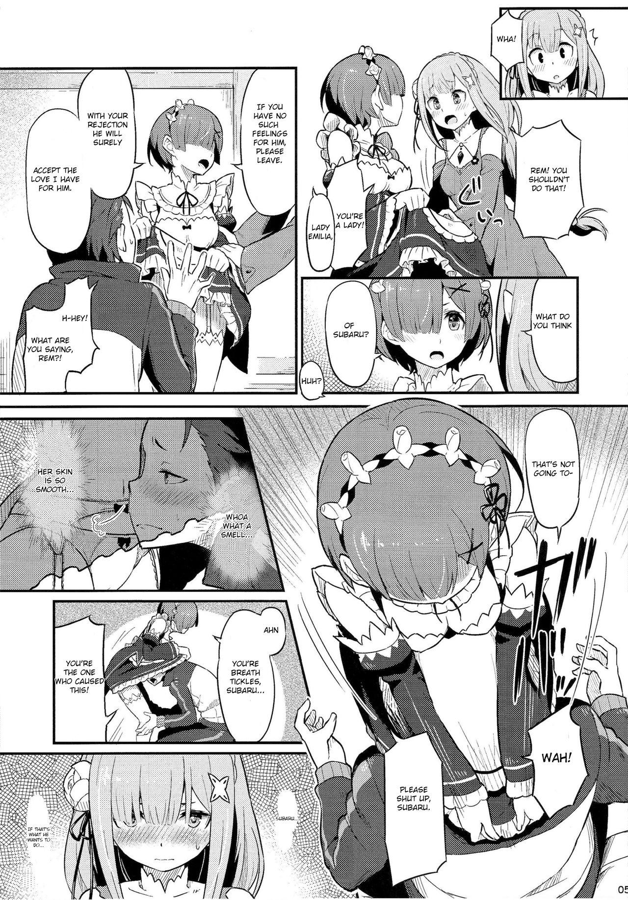 Bikini Rem no Emilia Kuttsuke Daisakusen - Re zero kara hajimeru isekai seikatsu Deep Throat - Page 6