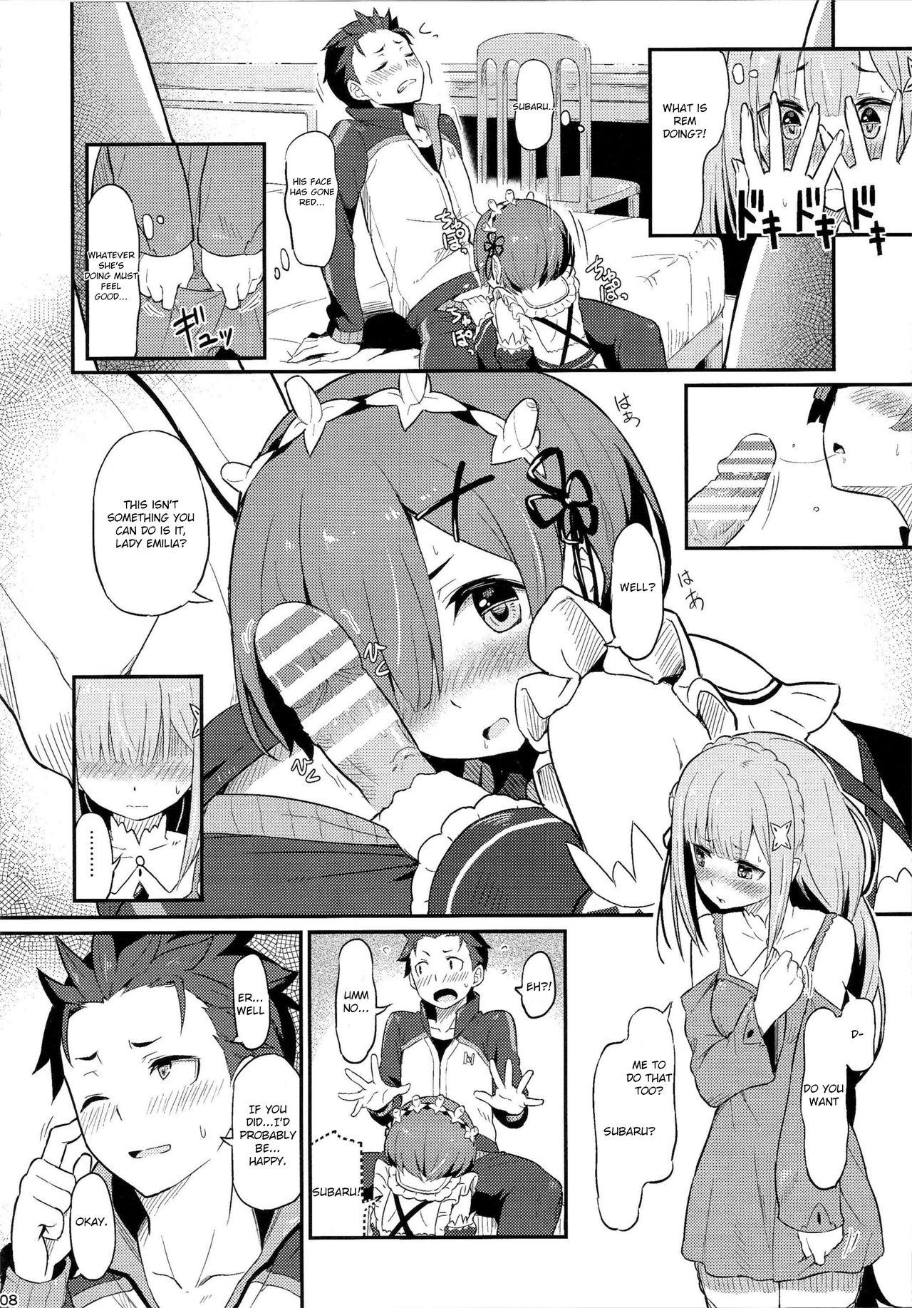 Groping Rem no Emilia Kuttsuke Daisakusen - Re zero kara hajimeru isekai seikatsu Gay Shaved - Page 9