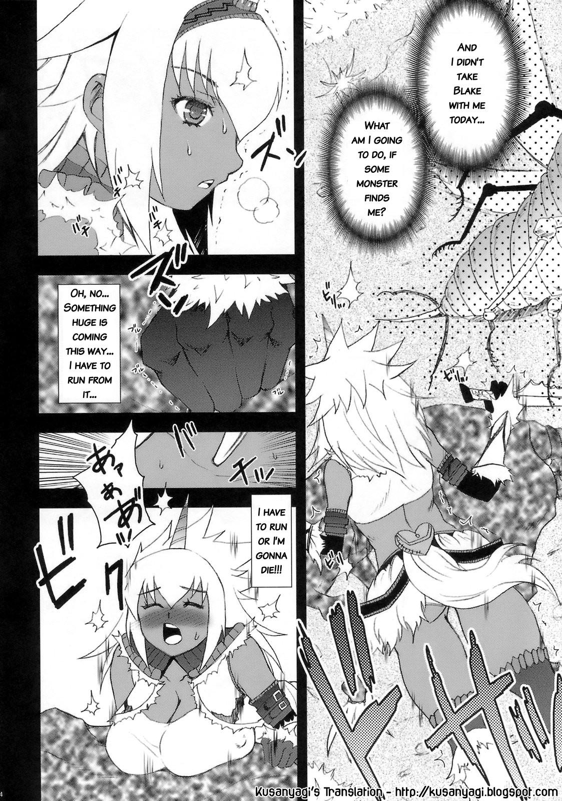 Ebony Hunter-chan Dai Pinchi!! - Monster hunter Nipples - Page 3
